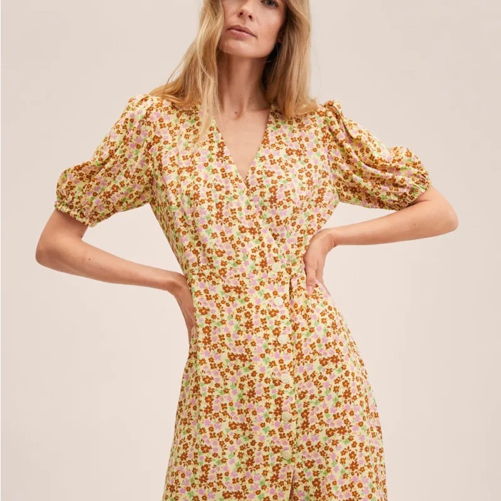 NWT Mango Floral Puff Sleeve Dress